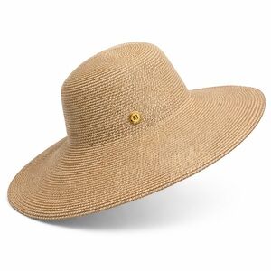 Eric Javits Wide Rim Woven & Gold Metallic Sun Hat NWOT